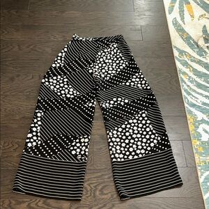 Joseph Ribkoff Black and White Floral Polka Dot Pants